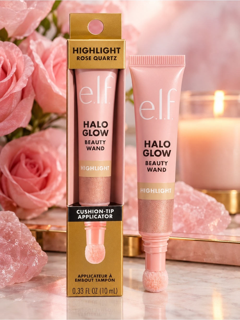 ELF Halo Glow Beauty Wand Highlight - Rose Quartz Pink